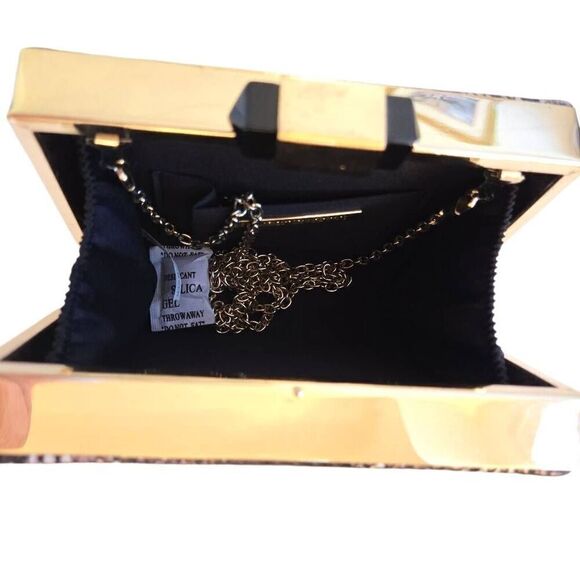 Sondra Roberts Womens Faux Snake Convertible Clutch Shoulder Bag Purse Brown - Picture 11 of 13